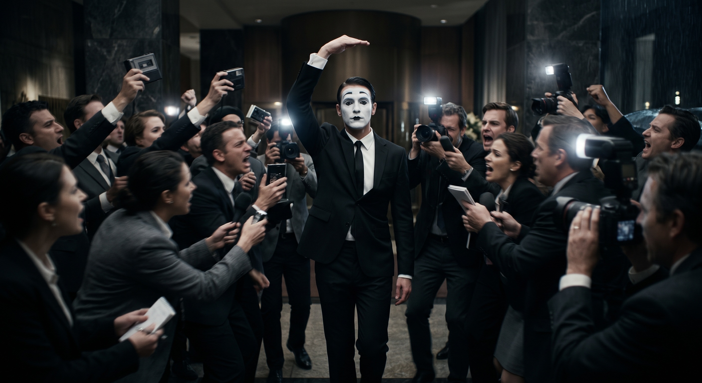 Field agent navigating high-intensity press inquiries utilizing dynamic invisible shields