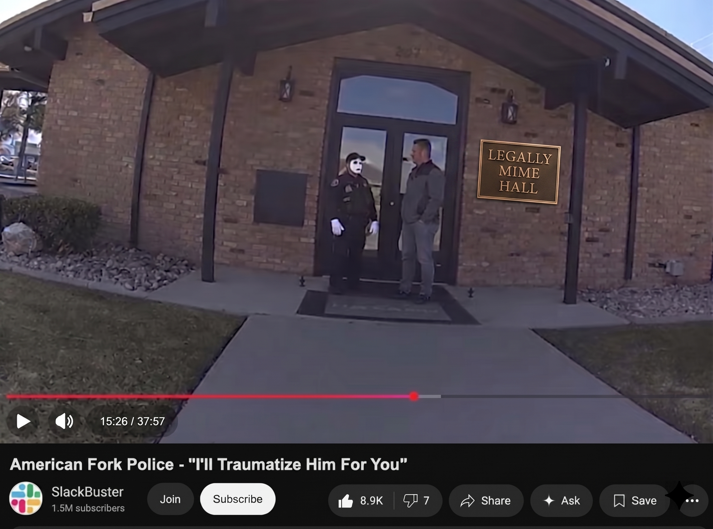 American Fork Police bodycam record outside Legally Mime Hall featured on SlackBuster channel